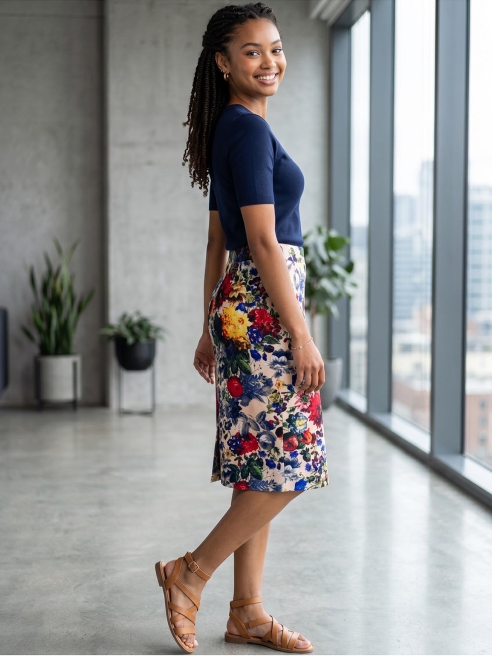 Pixley with stitch fix floral pencil skirt large
